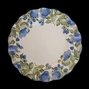 Nikko Blue Peony Floral Salad Plate Scalloped Japan